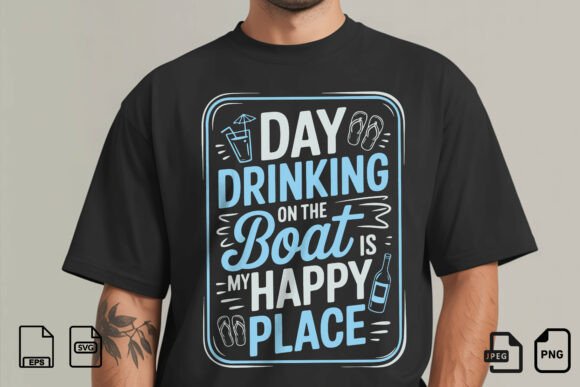Boat Happy Place SVG: Graphics for T-Shirt Designs