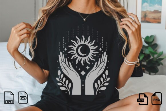 Celestial Moon Hands SVG: Graphics for T-Shirt Designs