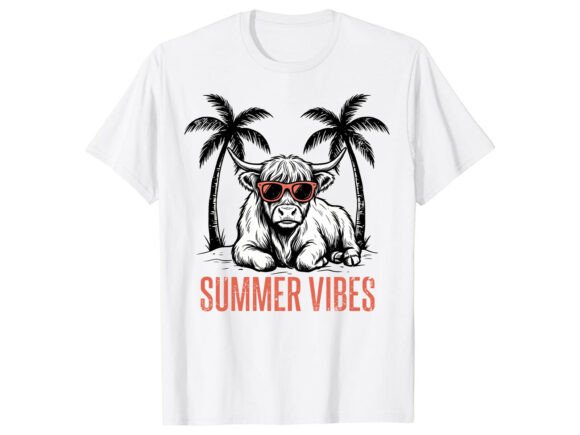 Cow Summer Beach Vibes: Fun Graphics & T-Shirt Designs