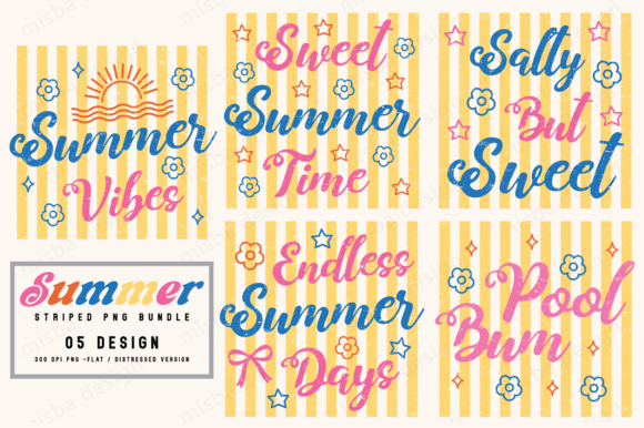 Stripes Summer PNG Bundle Preppy Summer